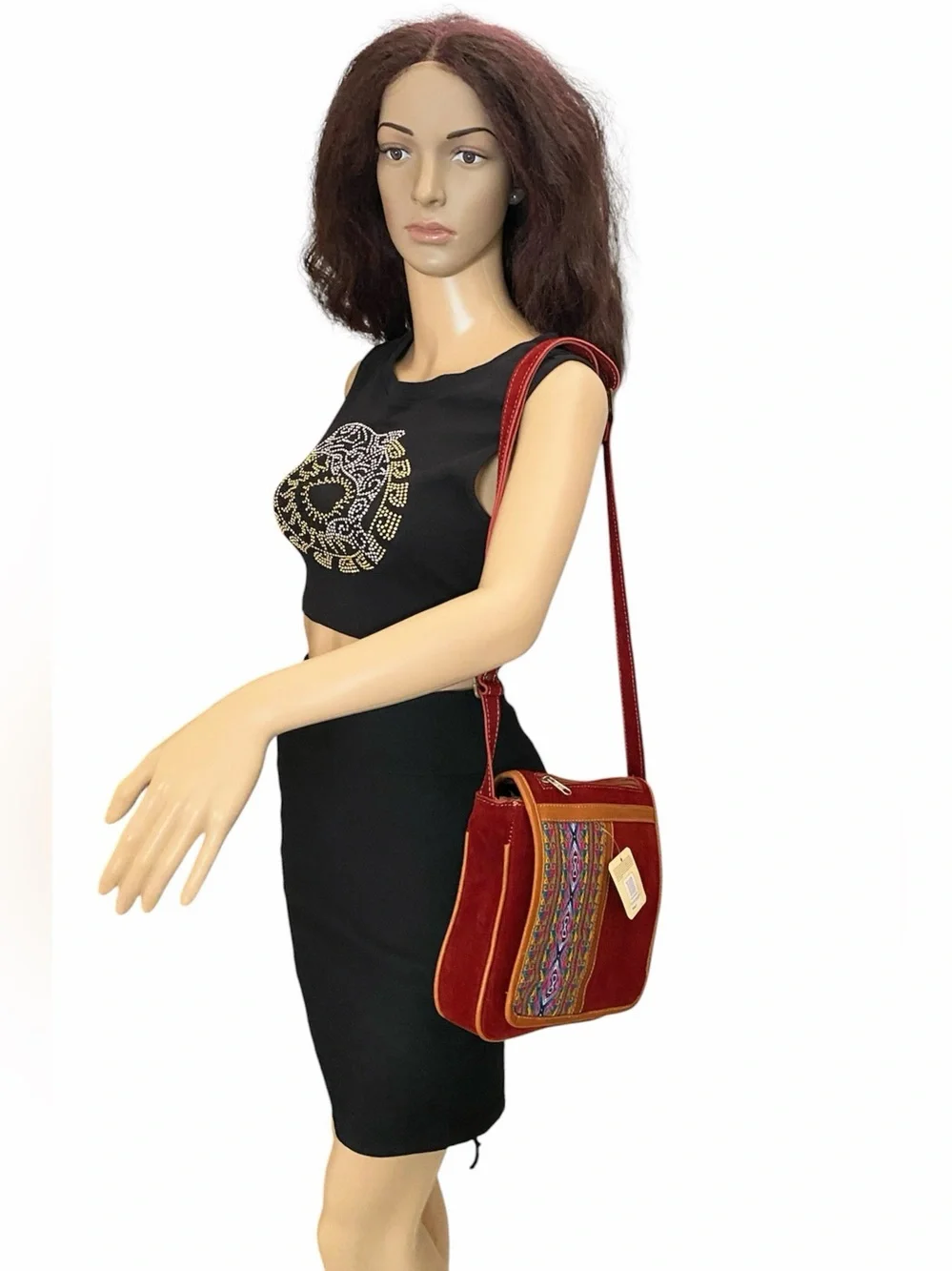 Indian creations by Incas suede crossbody bag